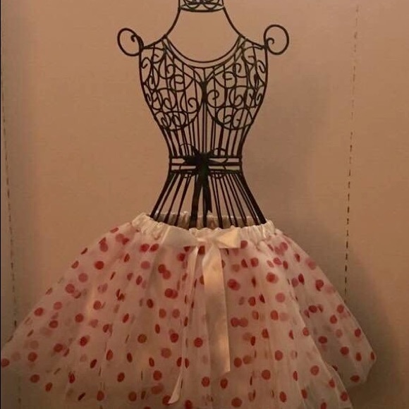 Little Girls White Tutu w/red dots. - Picture 5 of 5